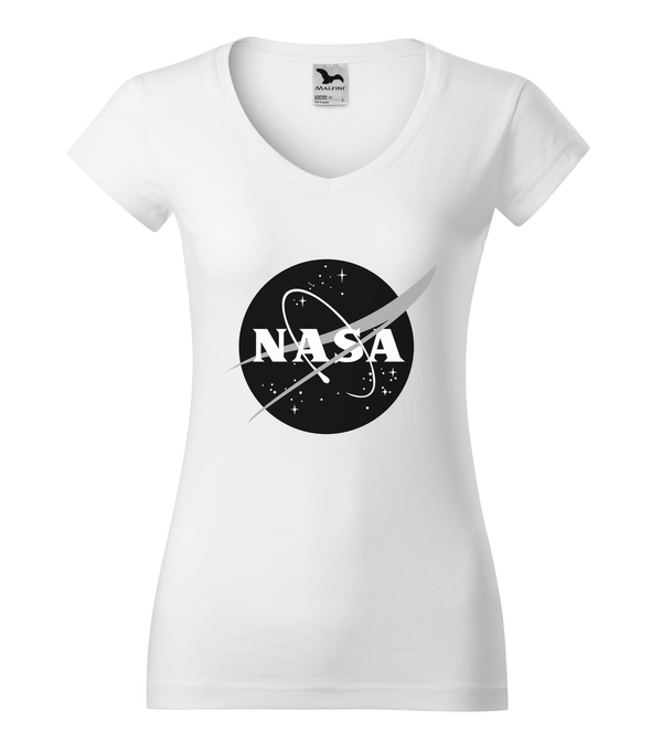 NASA logo 1 - V-nyakú női póló fehér