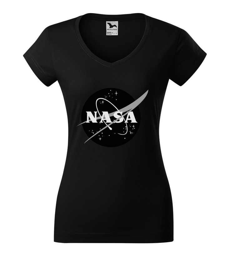 NASA logo 1 - V-nyakú női póló fekete