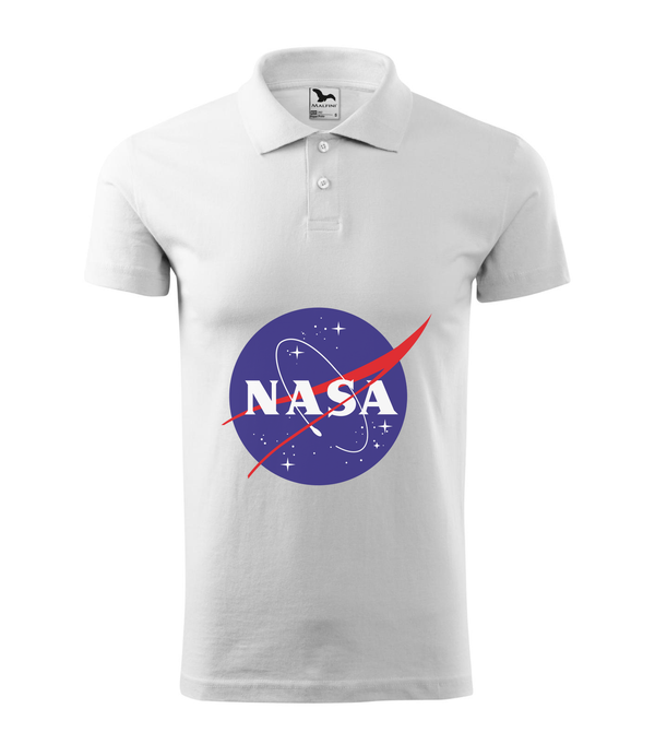 NASA logo 2 - Galléros férfi póló fehér