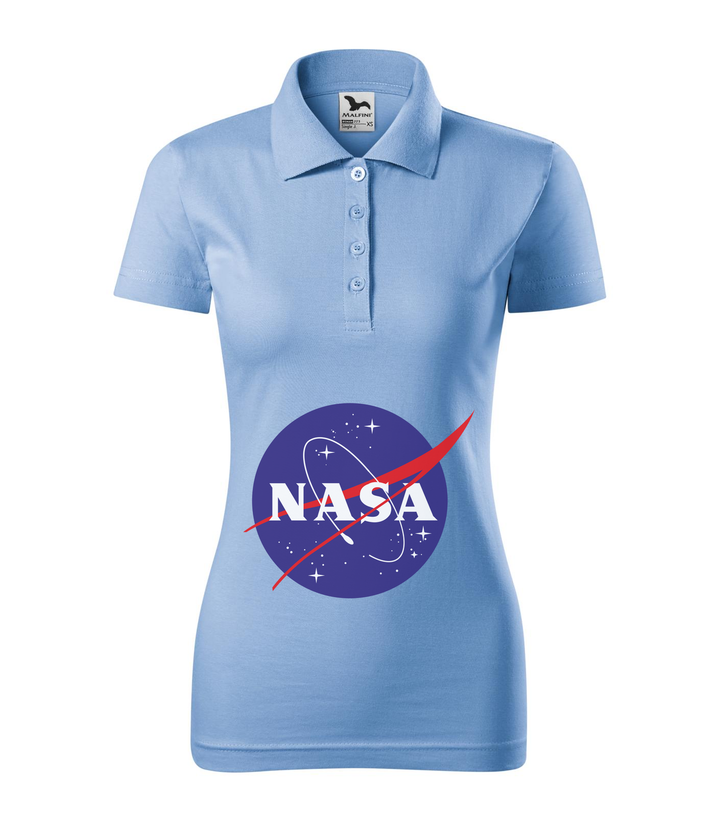 NASA logo 2 - Galléros női póló égszínkék