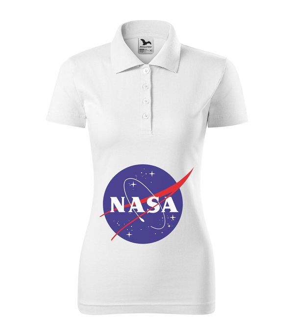 NASA logo 2 - Galléros női póló fehér
