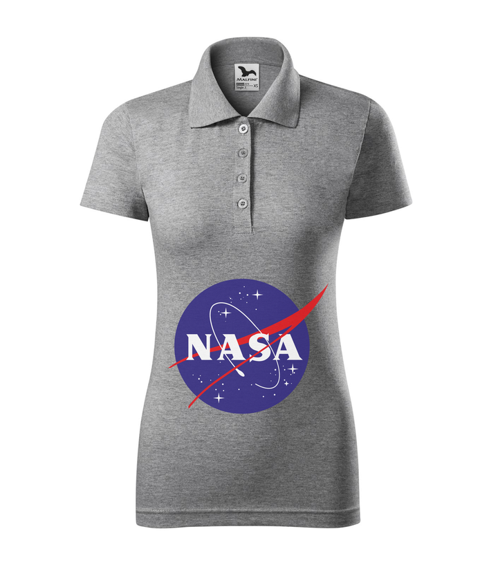 NASA logo 2 - Galléros női póló sötétszürke