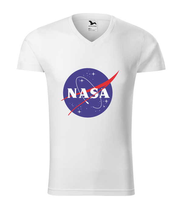 NASA logo 2 - V-nyakú férfi póló fehér