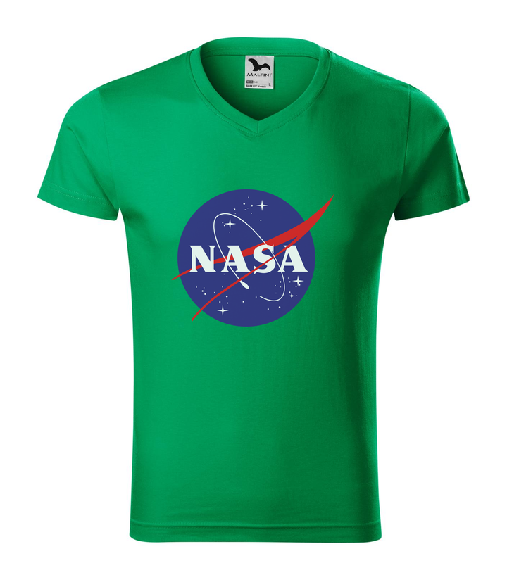 NASA logo 2 - V-nyakú férfi póló fűzöld