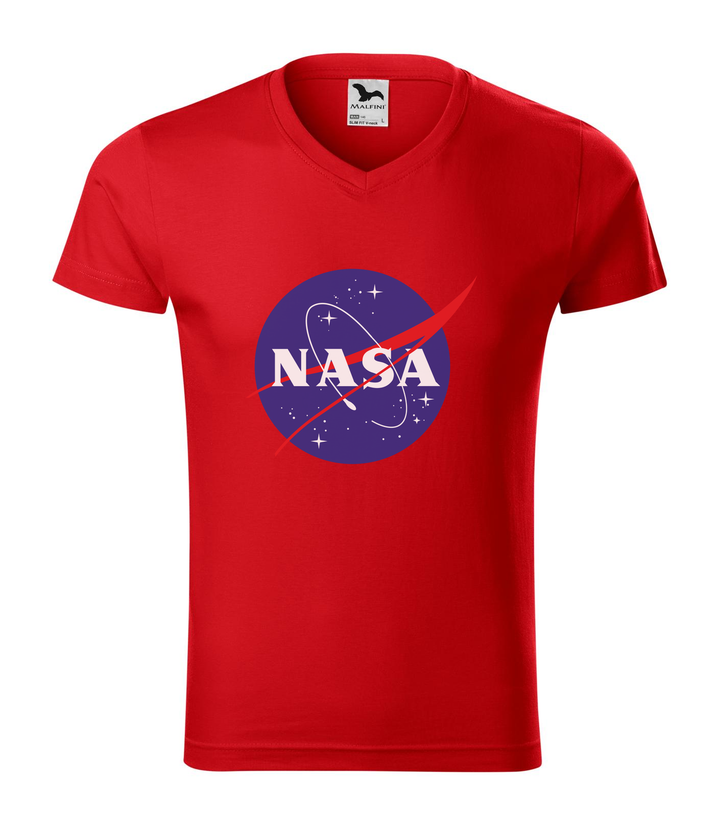 NASA logo 2 - V-nyakú férfi póló piros