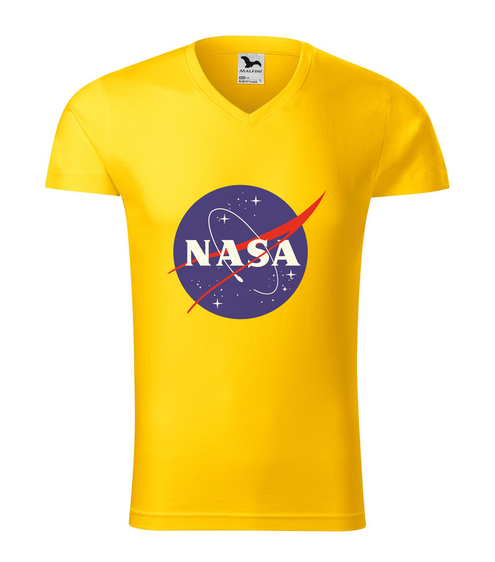 NASA logo 2 - V-nyakú férfi póló sárga