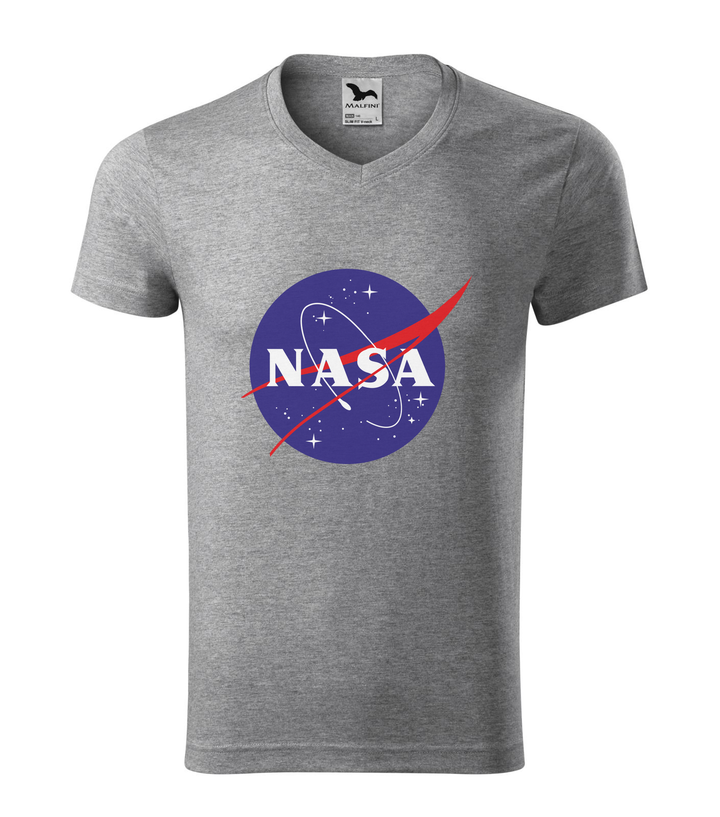 NASA logo 2 - V-nyakú férfi póló sötétszürke