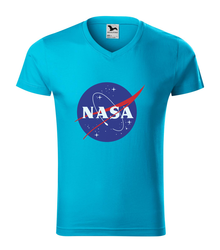 NASA logo 2 - V-nyakú férfi póló türkiz
