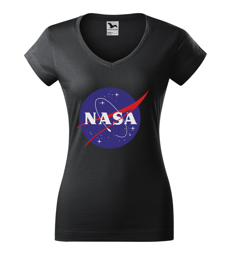 NASA logo 2 - V-nyakú női póló ébenszürke