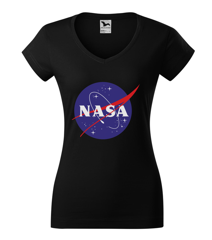 NASA logo 2 - V-nyakú női póló fekete