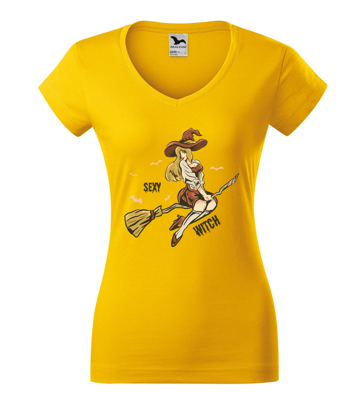 Sexy witch - V-nyakú női póló sárga