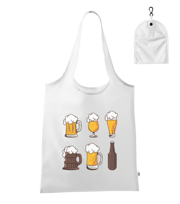 Six beers drinks set icons - Bevásárló táska fehér