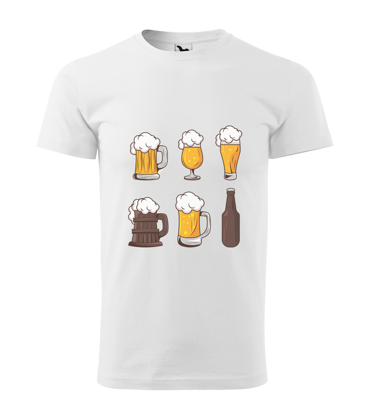 Six beers drinks set icons - Férfi póló fehér