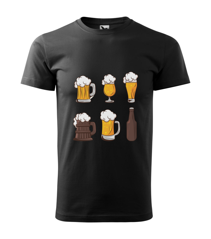 Six beers drinks set icons - Férfi póló fekete