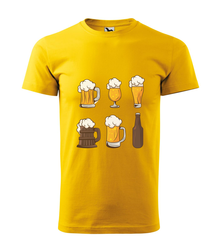Six beers drinks set icons - Férfi póló sárga