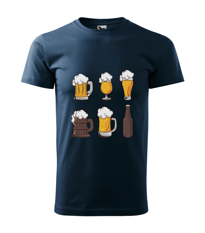 Six beers drinks set icons - Férfi póló tengerészkék
