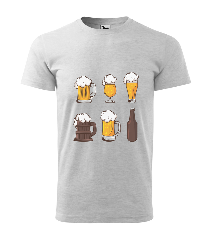 Six beers drinks set icons - Férfi póló világosszürke