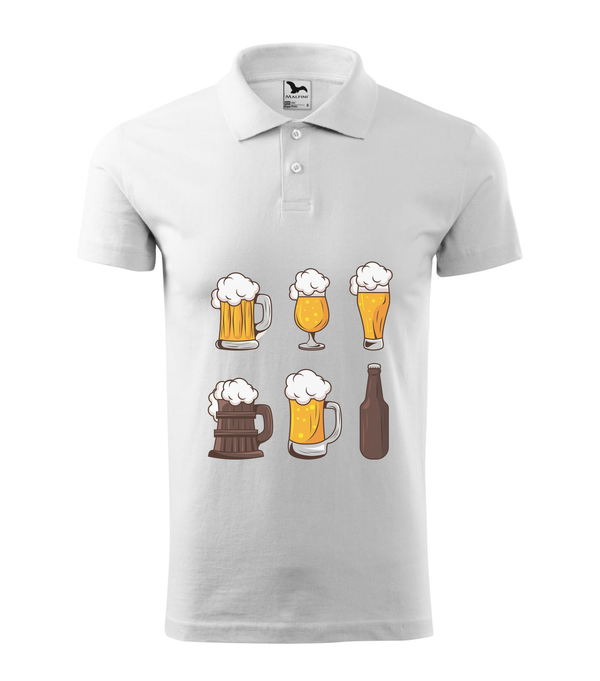 Six beers drinks set icons - Galléros férfi póló fehér