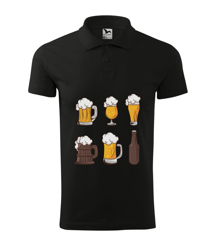 Six beers drinks set icons - Galléros férfi póló fekete