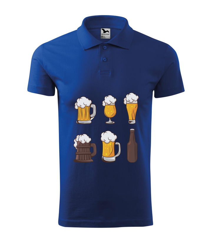 Six beers drinks set icons - Galléros férfi póló királykék