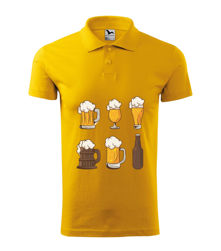 Six beers drinks set icons - Galléros férfi póló sárga