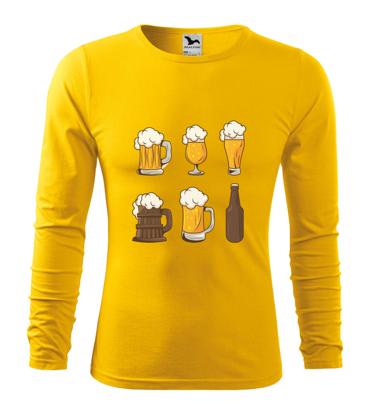 Six beers drinks set icons - Hosszú ujjú férfi póló sárga