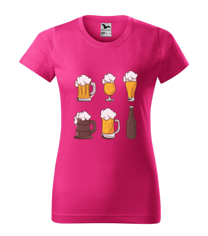 Six beers drinks set icons - Női póló bíborszín