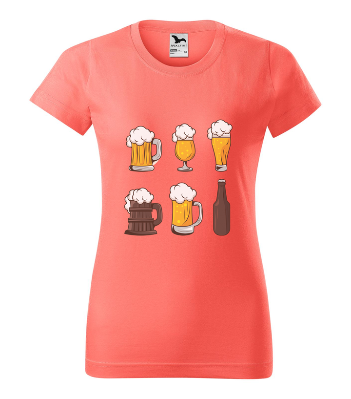 Six beers drinks set icons - Női póló coral