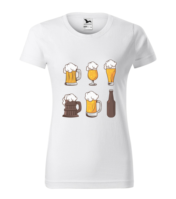Six beers drinks set icons - Női póló fehér