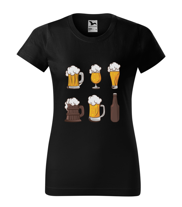Six beers drinks set icons - Női póló fekete