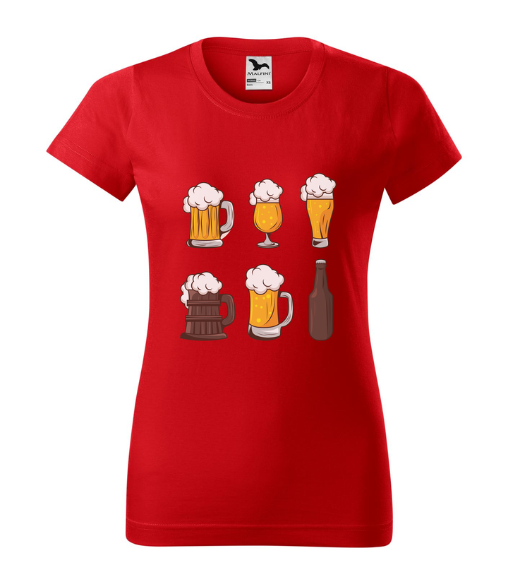 Six beers drinks set icons - Női póló piros