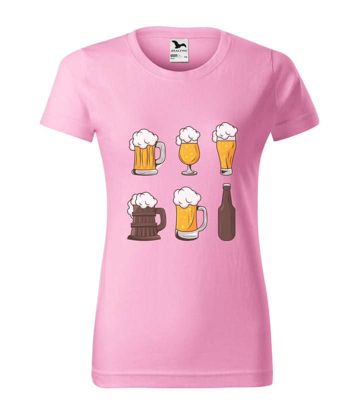 Six beers drinks set icons - Női póló rózsaszín