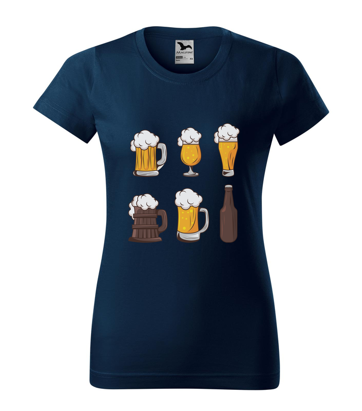 Six beers drinks set icons - Női póló tengerészkék