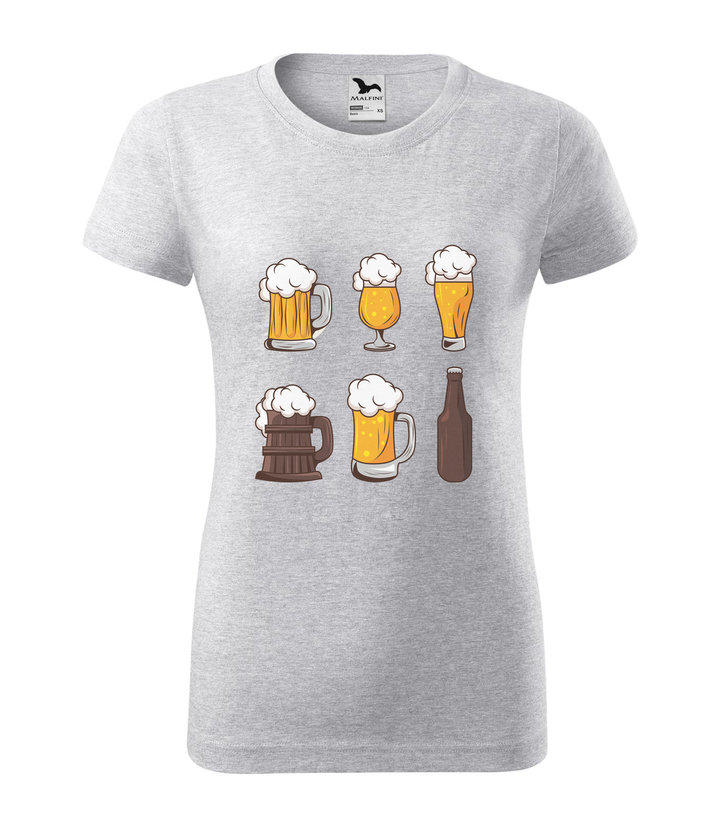 Six beers drinks set icons - Női póló világosszürke
