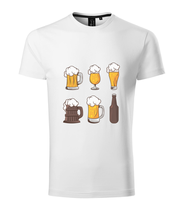 Six beers drinks set icons - Prémium férfi póló fehér