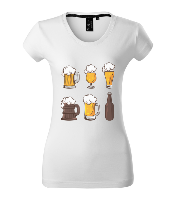Six beers drinks set icons - Prémium női póló fehér