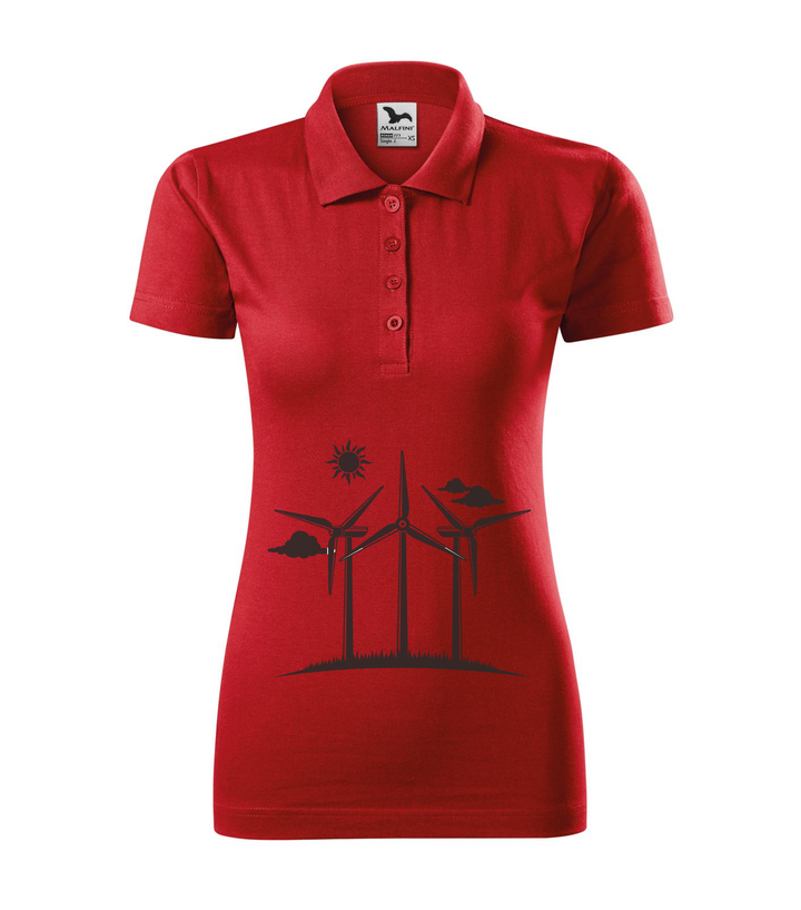 Szélturbinák - Galléros női póló piros