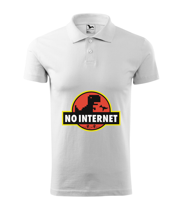 T-Rex - no internet - Galléros férfi póló fehér