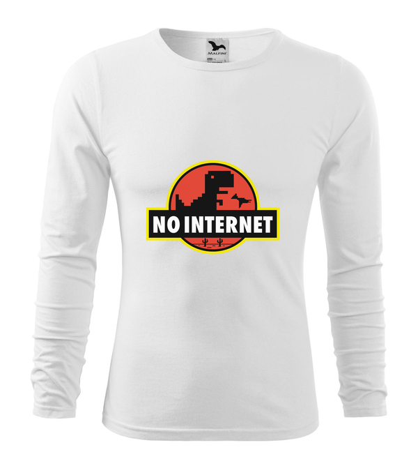 T-Rex - no internet - Hosszú ujjú férfi póló fehér
