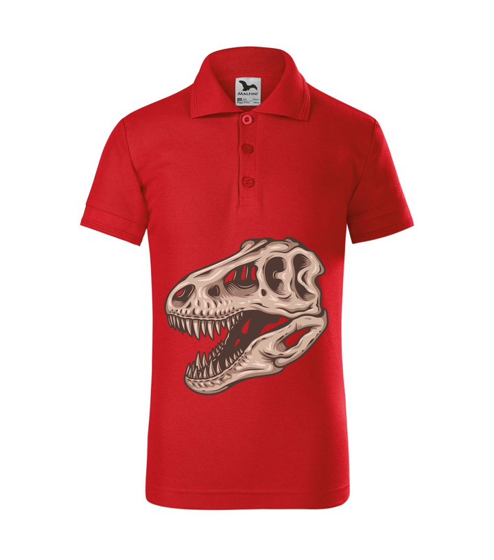 T-Rex koponya - Galléros gyerek póló piros