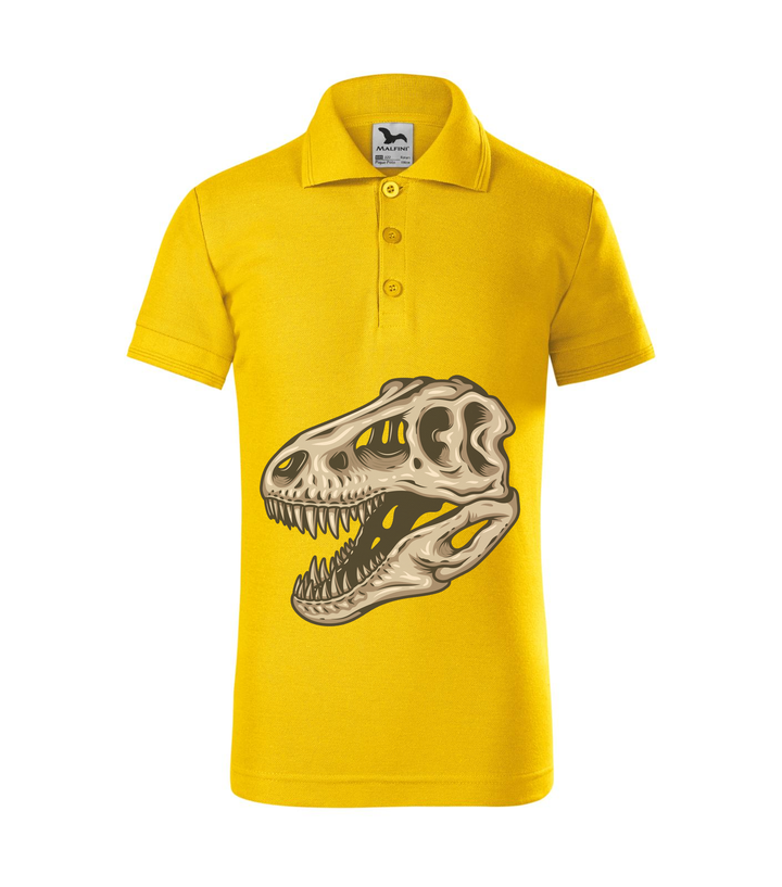 T-Rex koponya - Galléros gyerek póló sárga