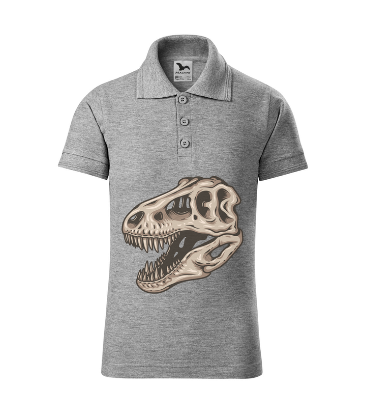 T-Rex koponya - Galléros gyerek póló sötétszürke