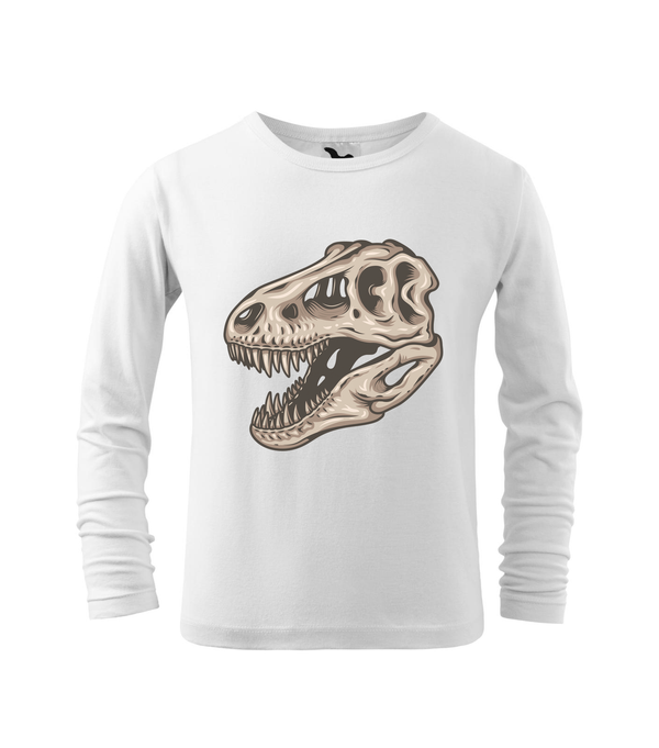 T-Rex koponya - Hosszú ujjú gyerek póló fehér