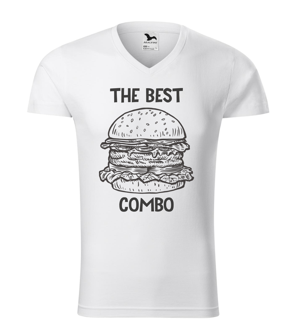 The best combo - Hamburger - V-nyakú férfi póló fehér