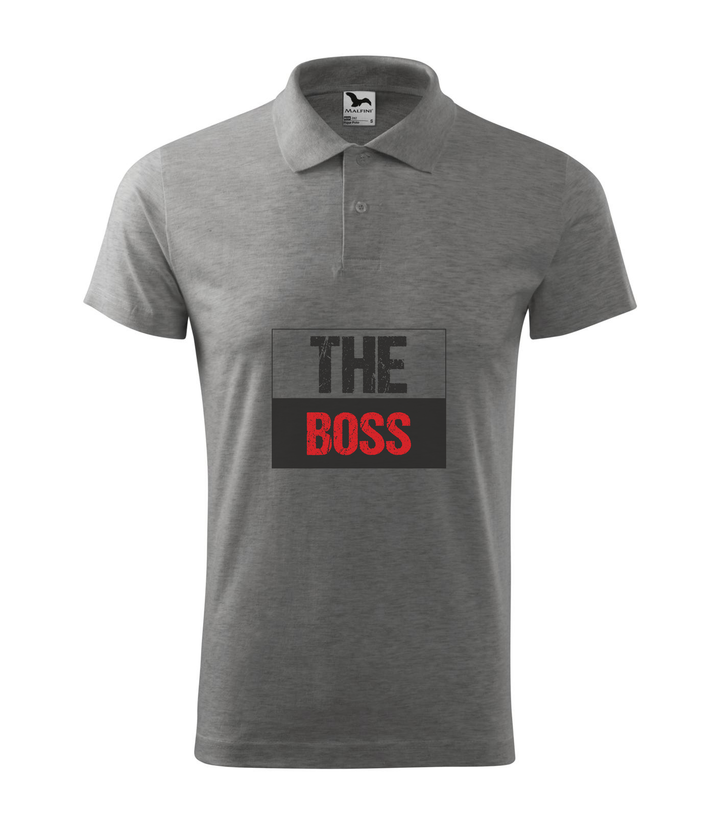 The boss - Galléros férfi póló sötétszürke