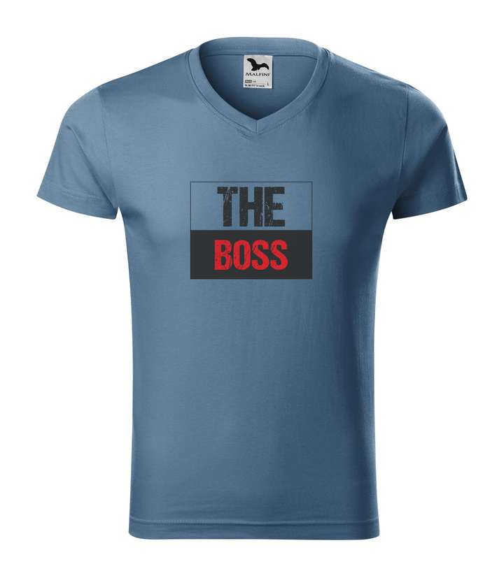 The boss - V-nyakú férfi póló farmerkék