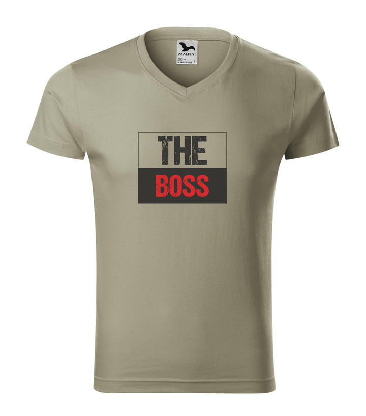 The boss - V-nyakú férfi póló világos khaki