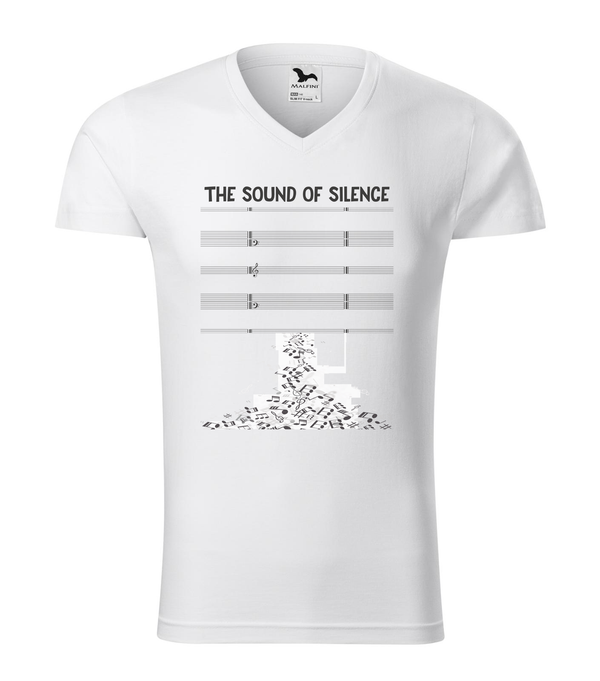 The sound of silence - V-nyakú férfi póló fehér