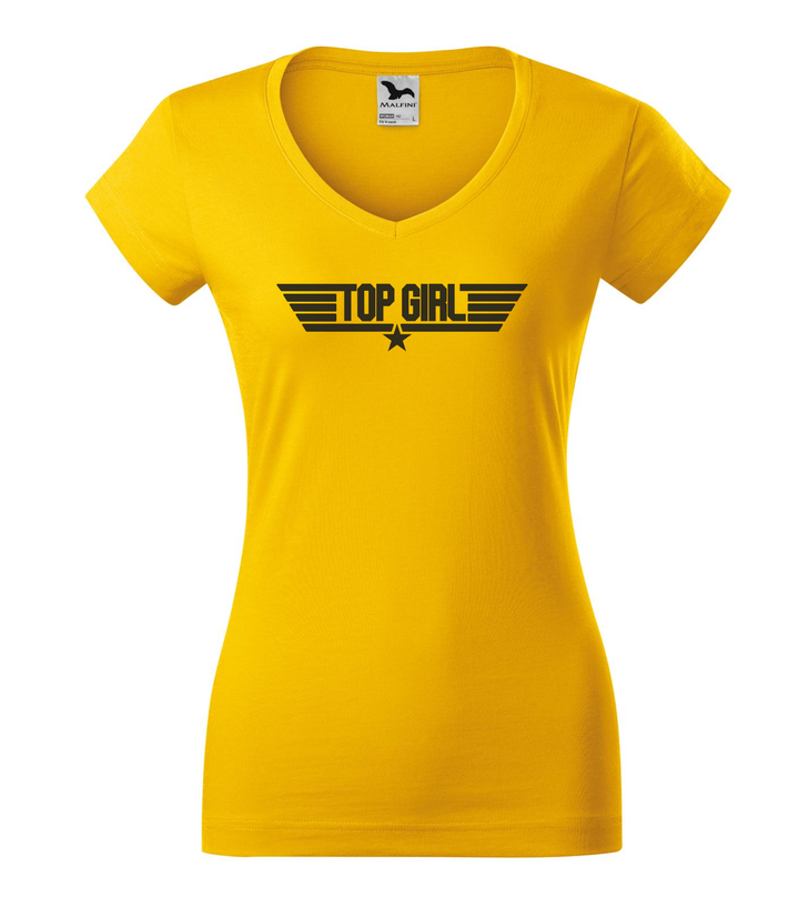 Top girl - V-nyakú női póló sárga