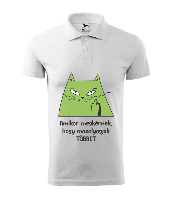 Amikor megkérnek, hogy mosolyogjak többet - Galléros férfi póló fehér